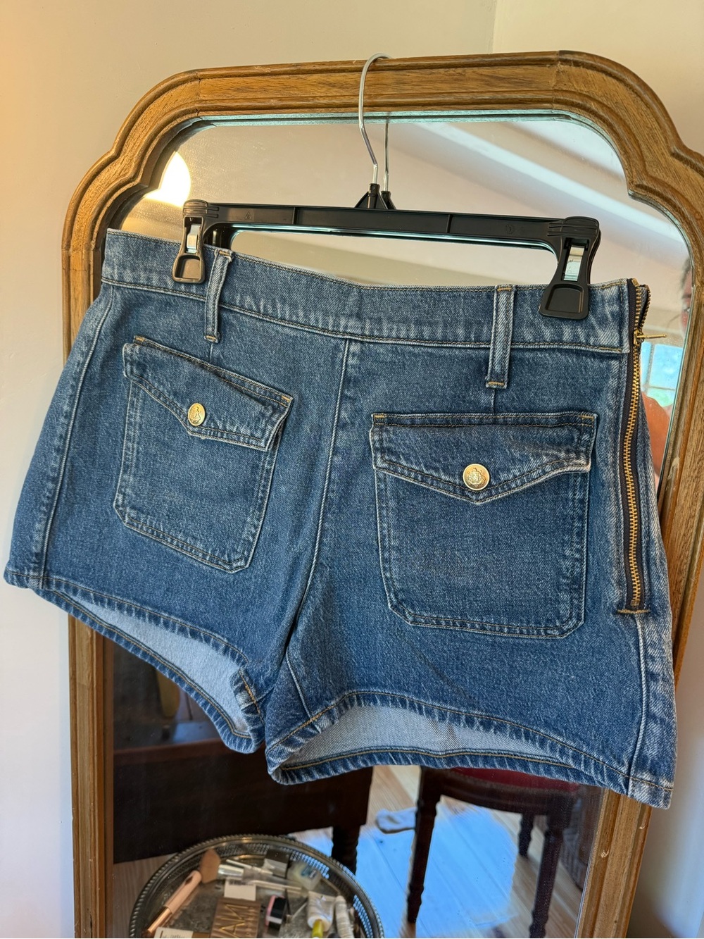Denim High-Rise Pocket Shorts - Dark Blue
